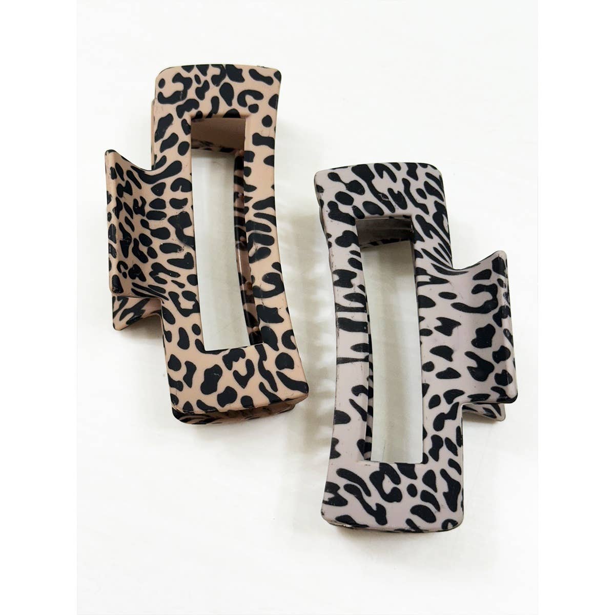 Matte Leopard Pattern Rectangle Hair Clips