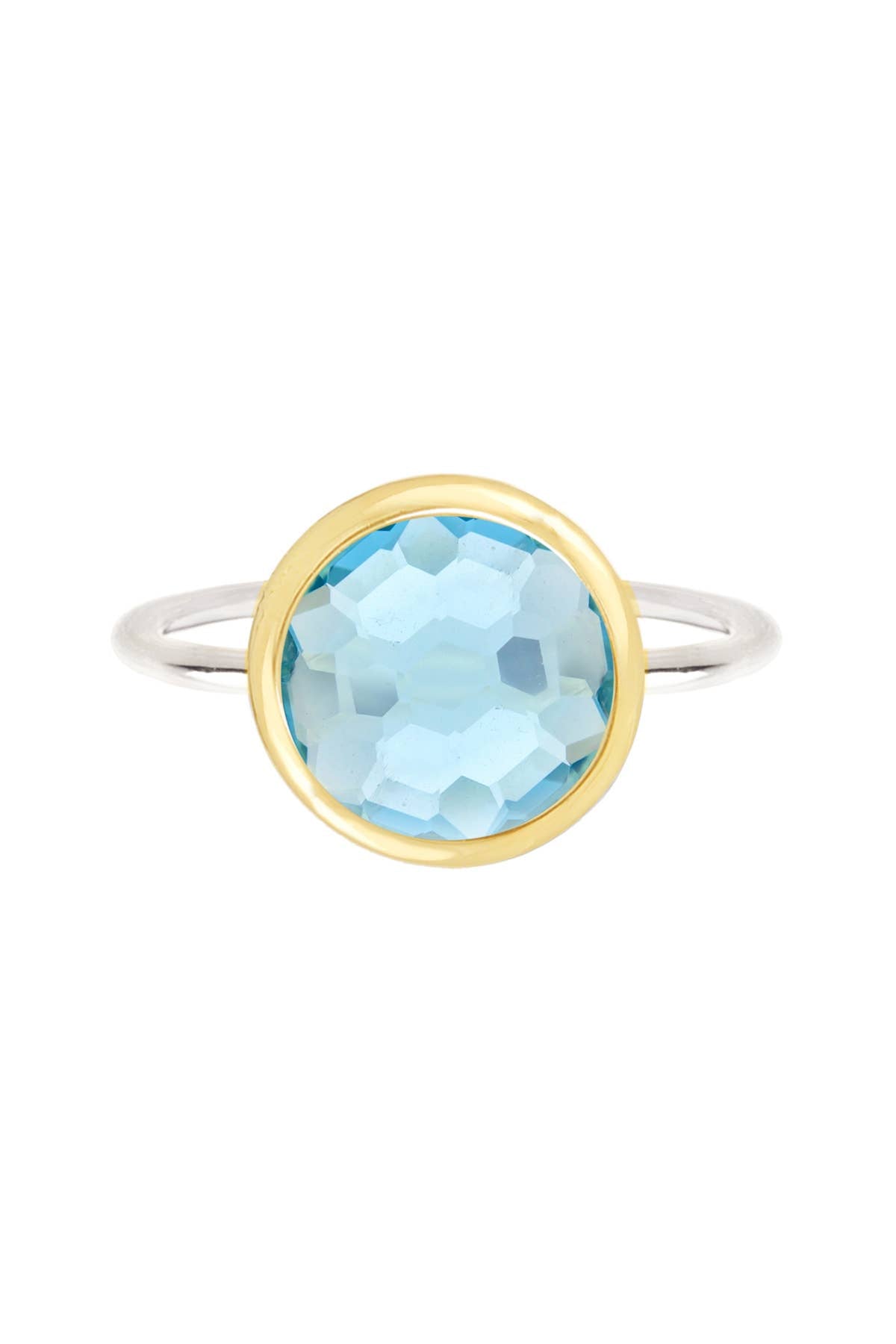 Sky Blue Crystal 2 Tone Filled Ring - SF