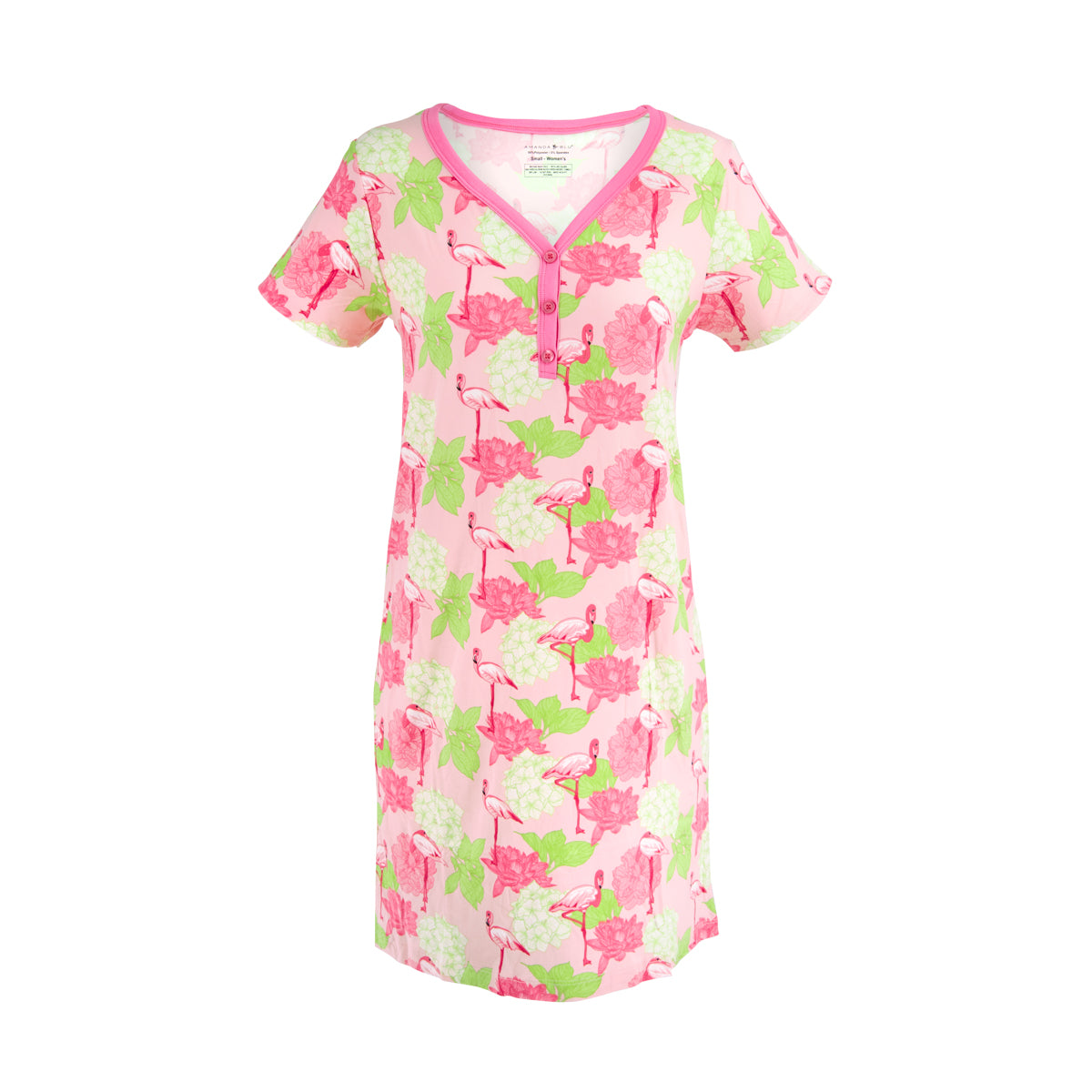 Hydrangea Flamingo Henley Night Dress