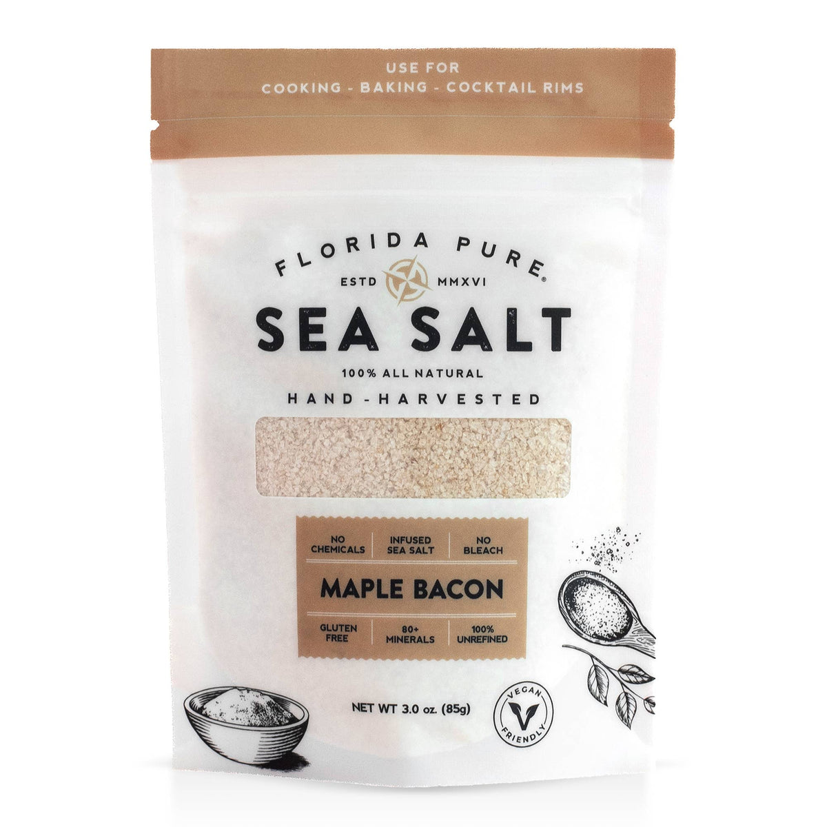 Maple Bacon Sea Salt Pouch (Flaked Sea Salt)- 3oz.