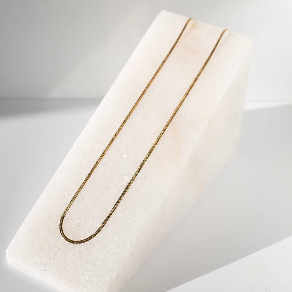 Gilded Gold Necklace-24" Herringbone Chain | Charm Necklace