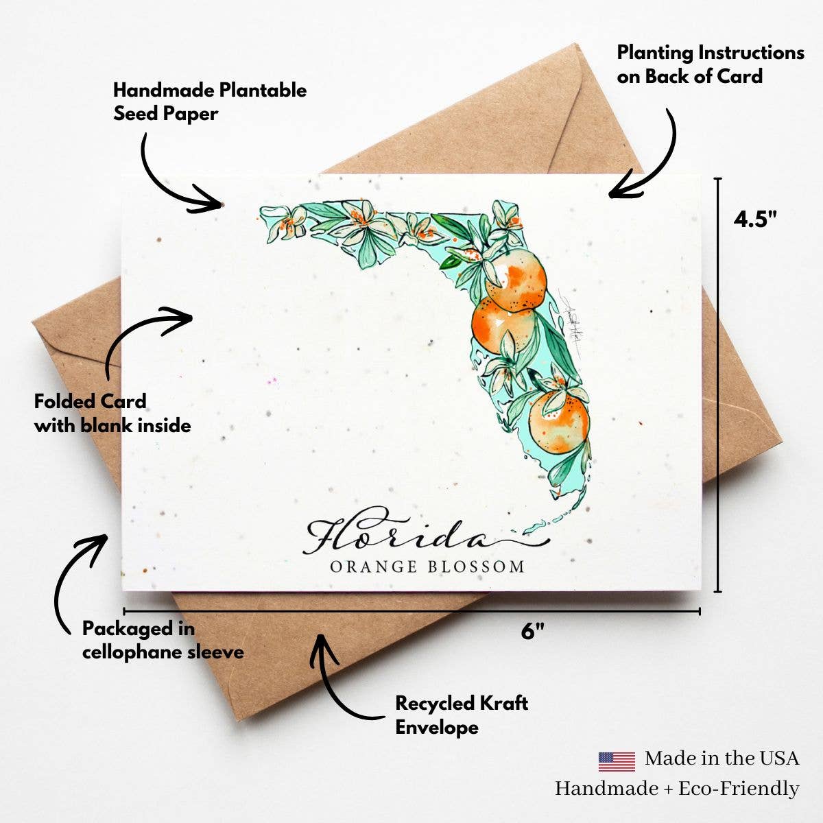 Florida Orange Blossom State Flower Design Plantable Card