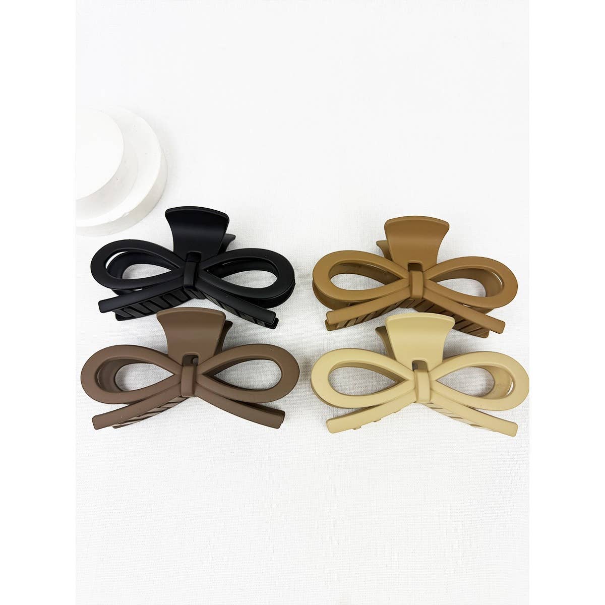 Matte Jumbo Knotted Bow in Neutral Color Hair Claw