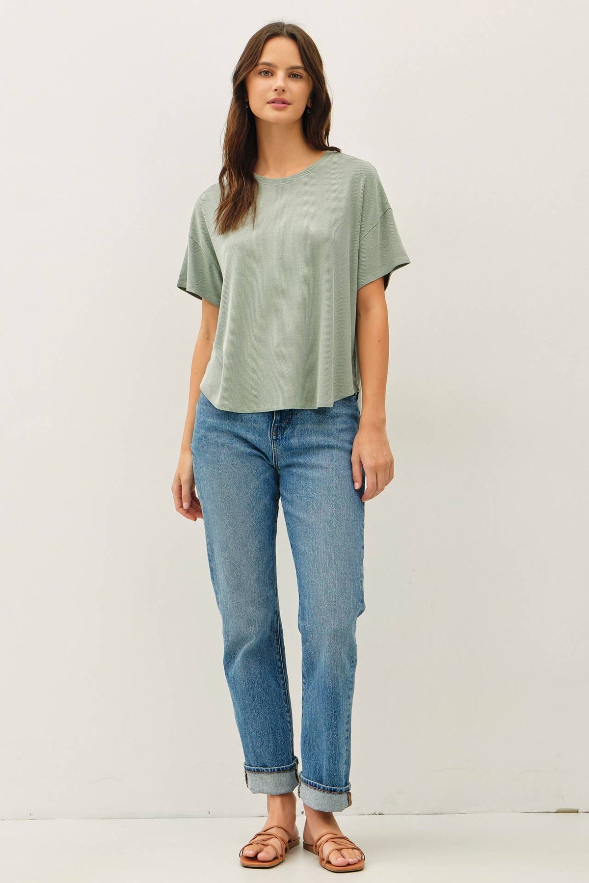 GARMENT DYE RIBBED BOXY FIT T-SHIRT