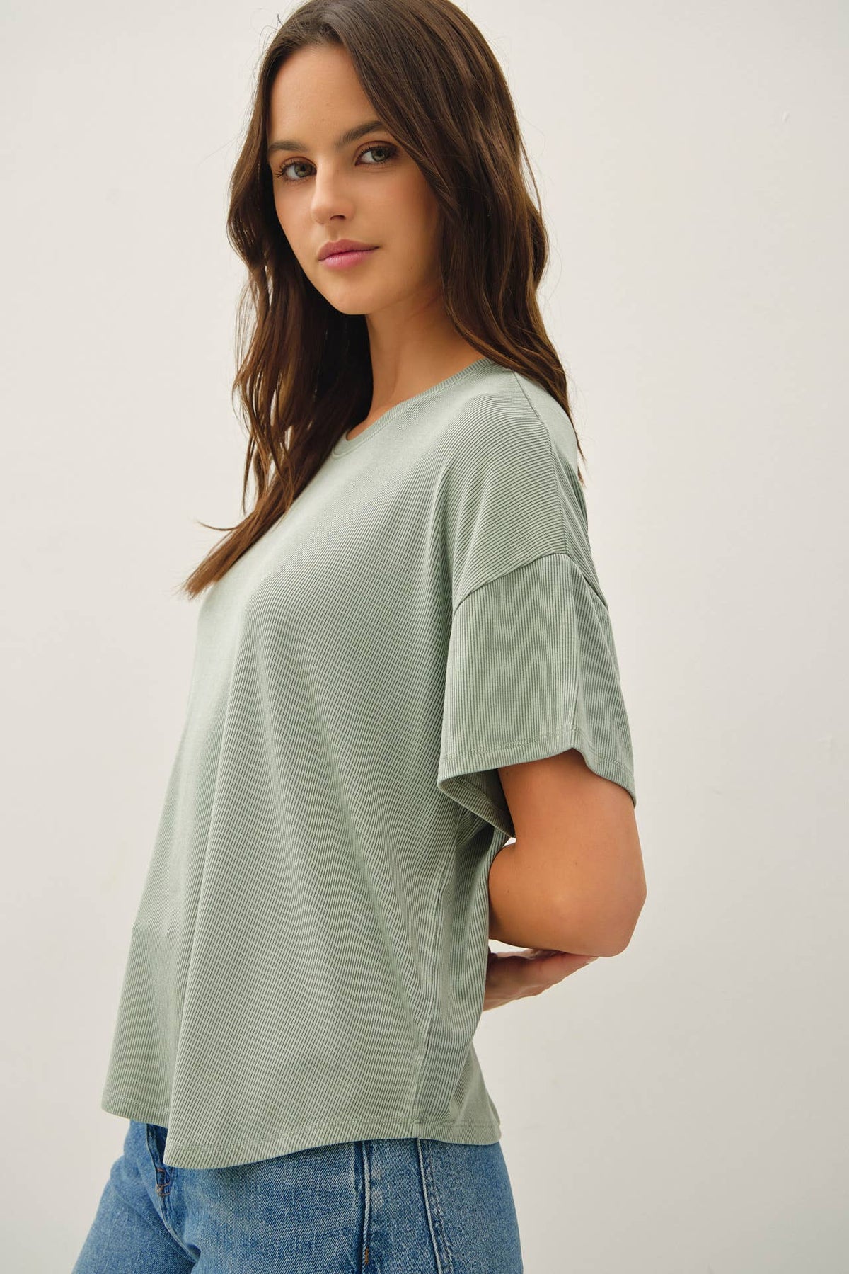 GARMENT DYE RIBBED BOXY FIT T-SHIRT