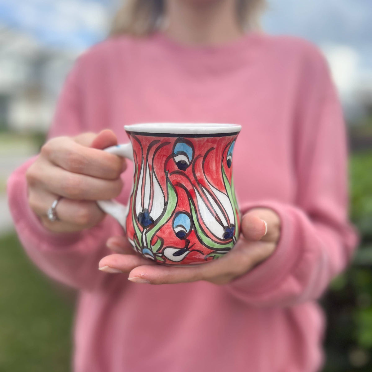 Hand Painted Ceramic Mugs, Coffee Mugs, Floral Handmade Mug