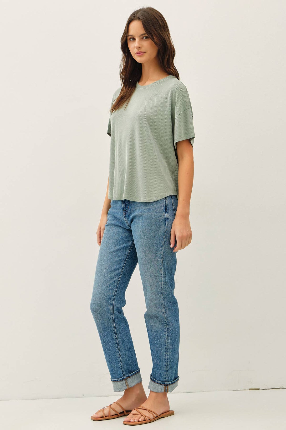 GARMENT DYE RIBBED BOXY FIT T-SHIRT