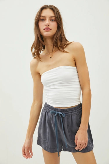Charcoal Tencel Shorts with Drawstring