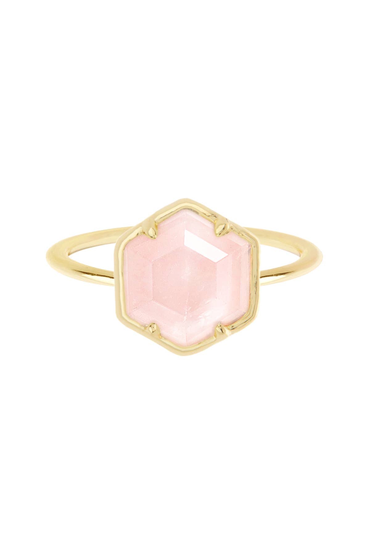 Rose Quartz Hexagon Ring - GF