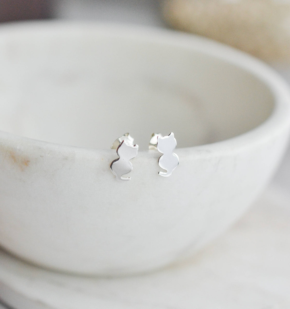 Silver Hummingbird Stud Earrings