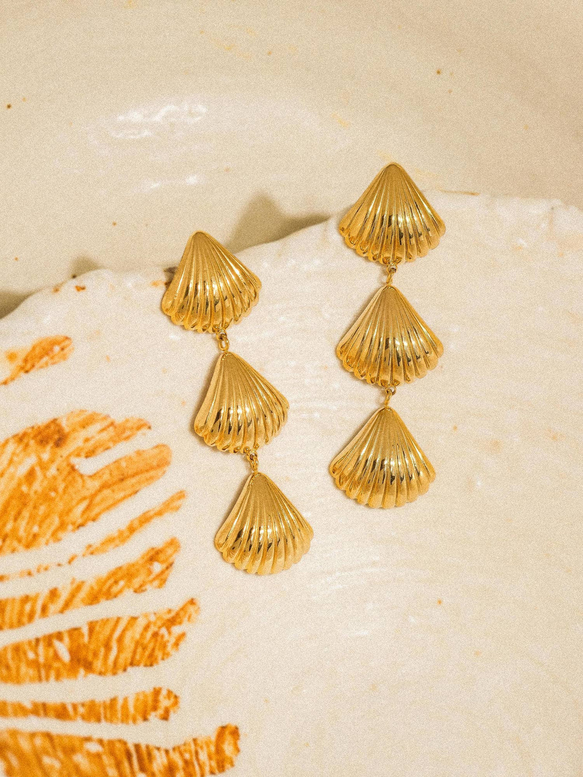 Lydie 18K Gold Non-Tarnish Layered Shell Drop Earring