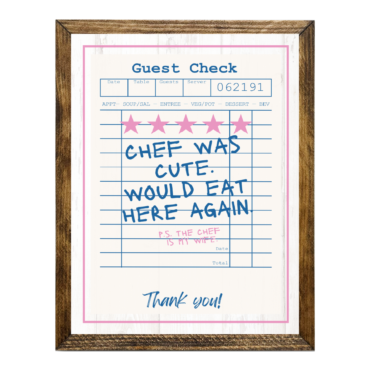 TIMBERLAND "GUEST CHECK SERIES"-5 STAR CUTE CHEF EAT AGAIN