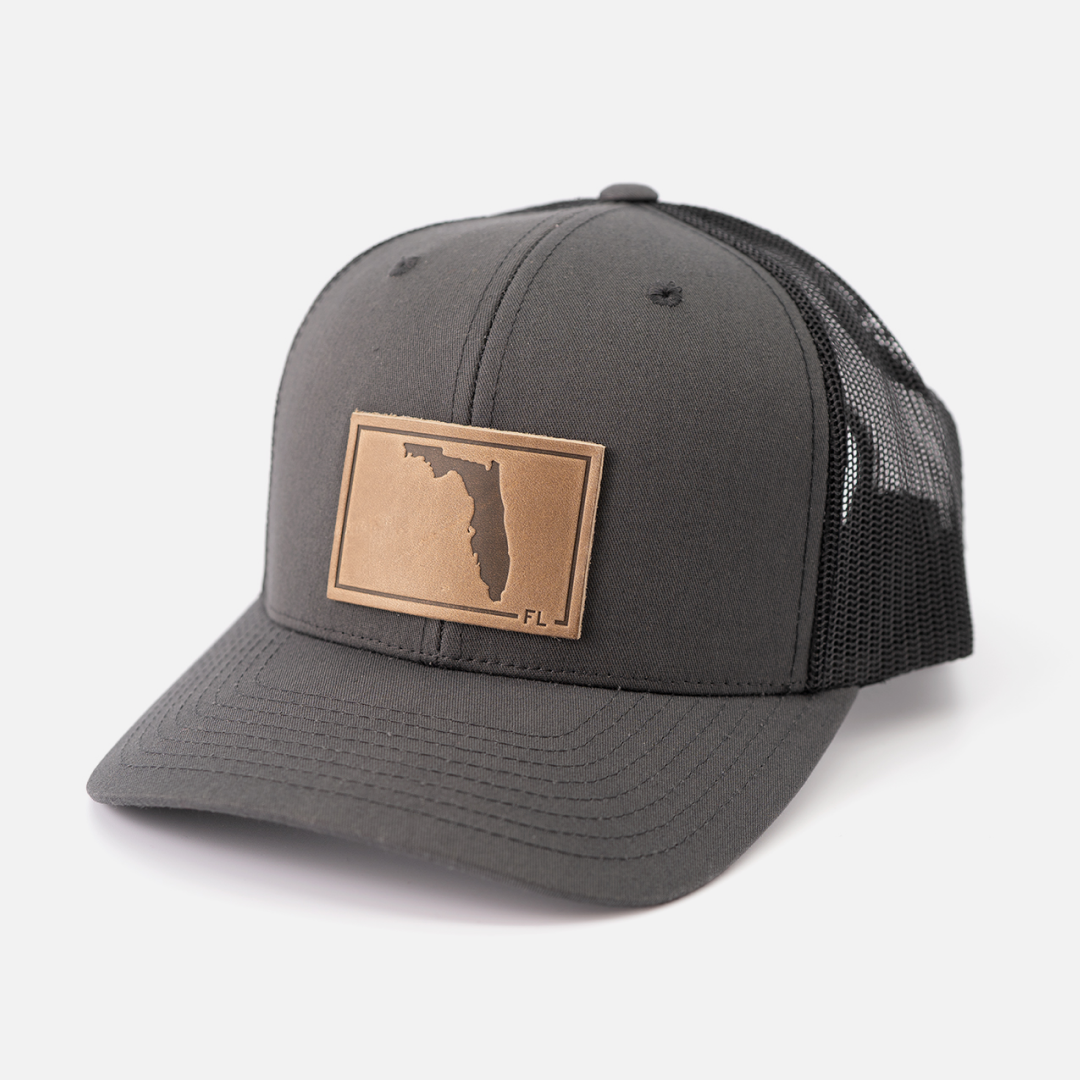 Florida Silhouette Hat | Leather Patch Trucker Hat