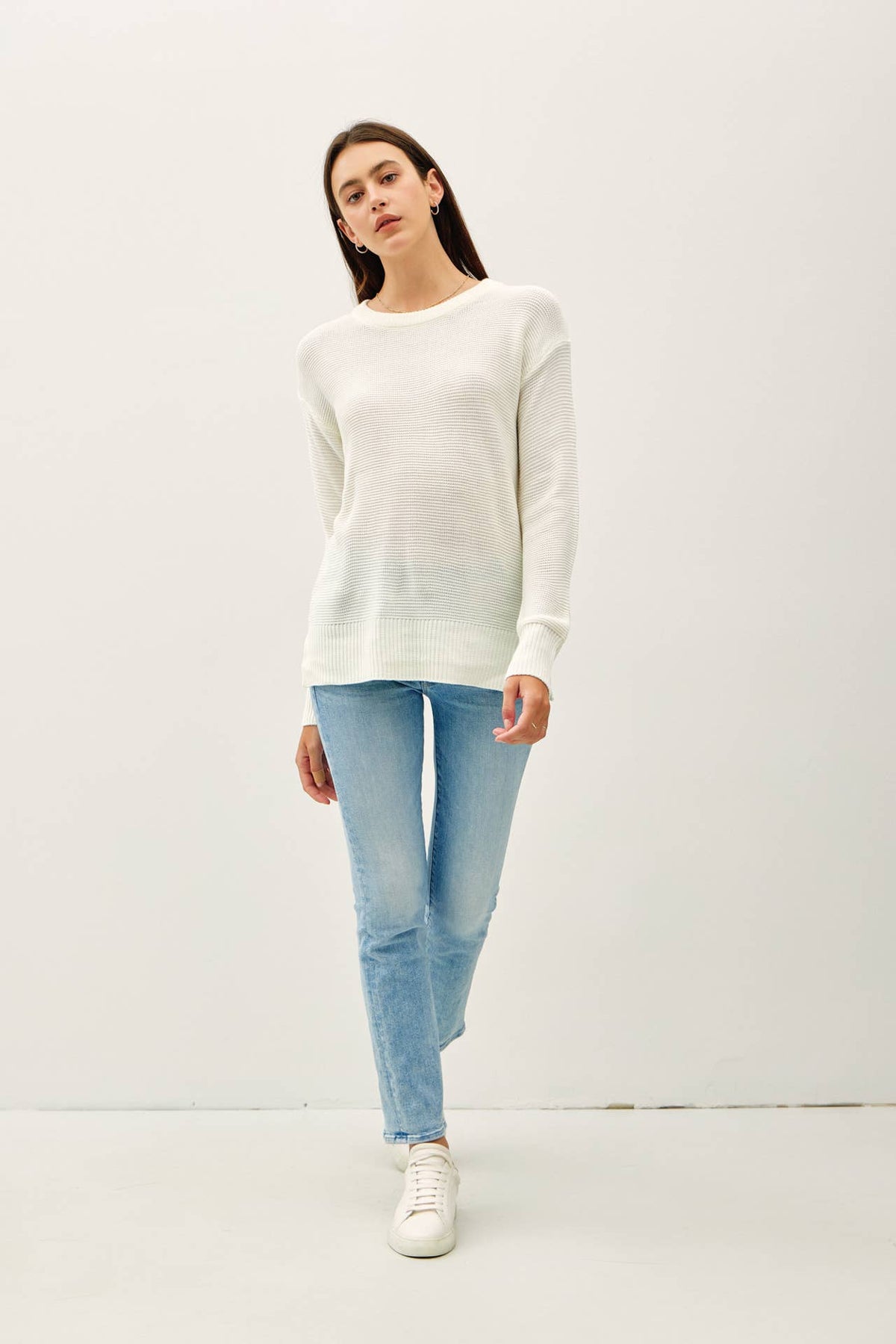 NEW COLOR-BASIC ROUND NECK BOYFRIEND FIT SWEATER