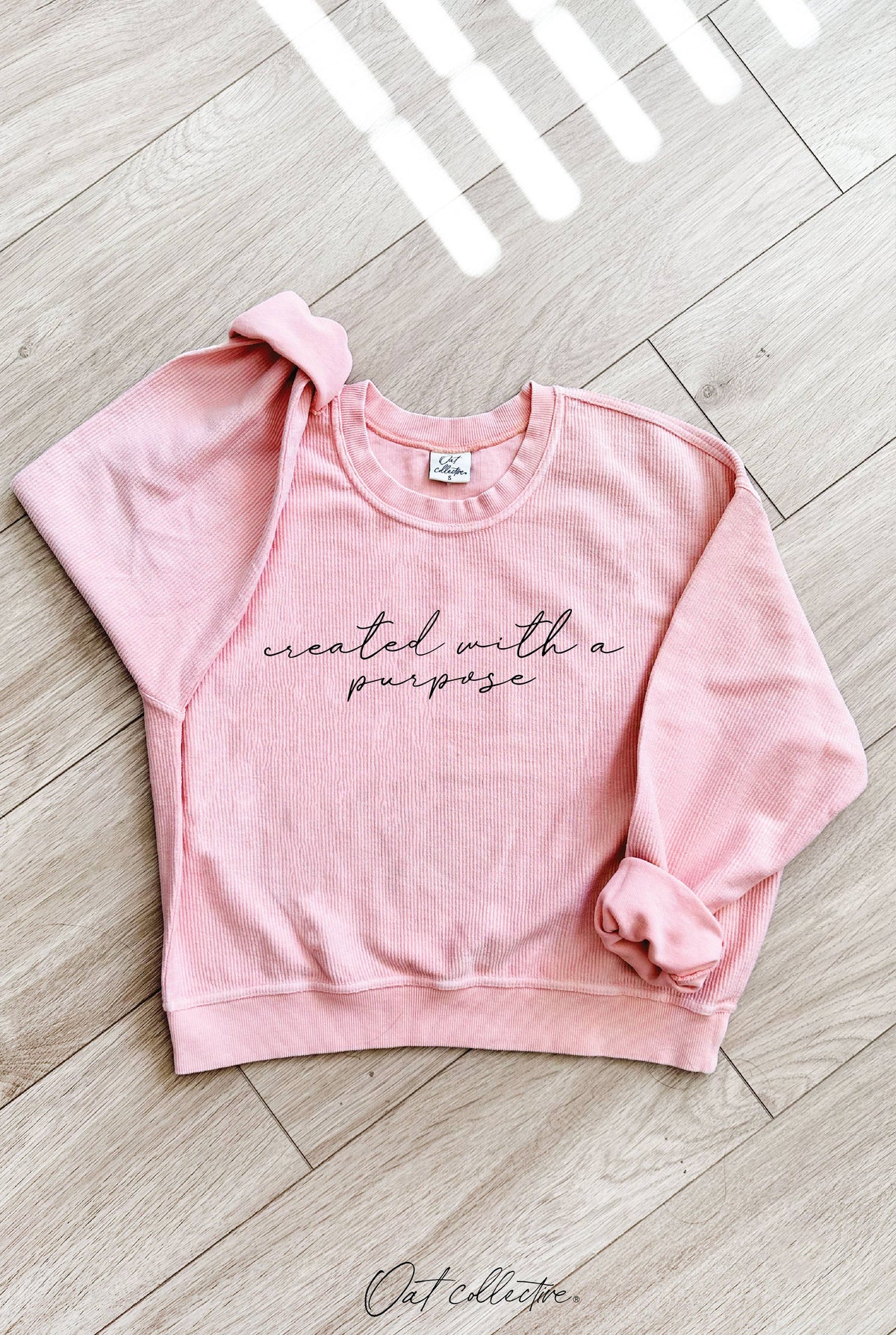 CREATED WITH A PURPOSE Cropped Thermal Vintage Pullover