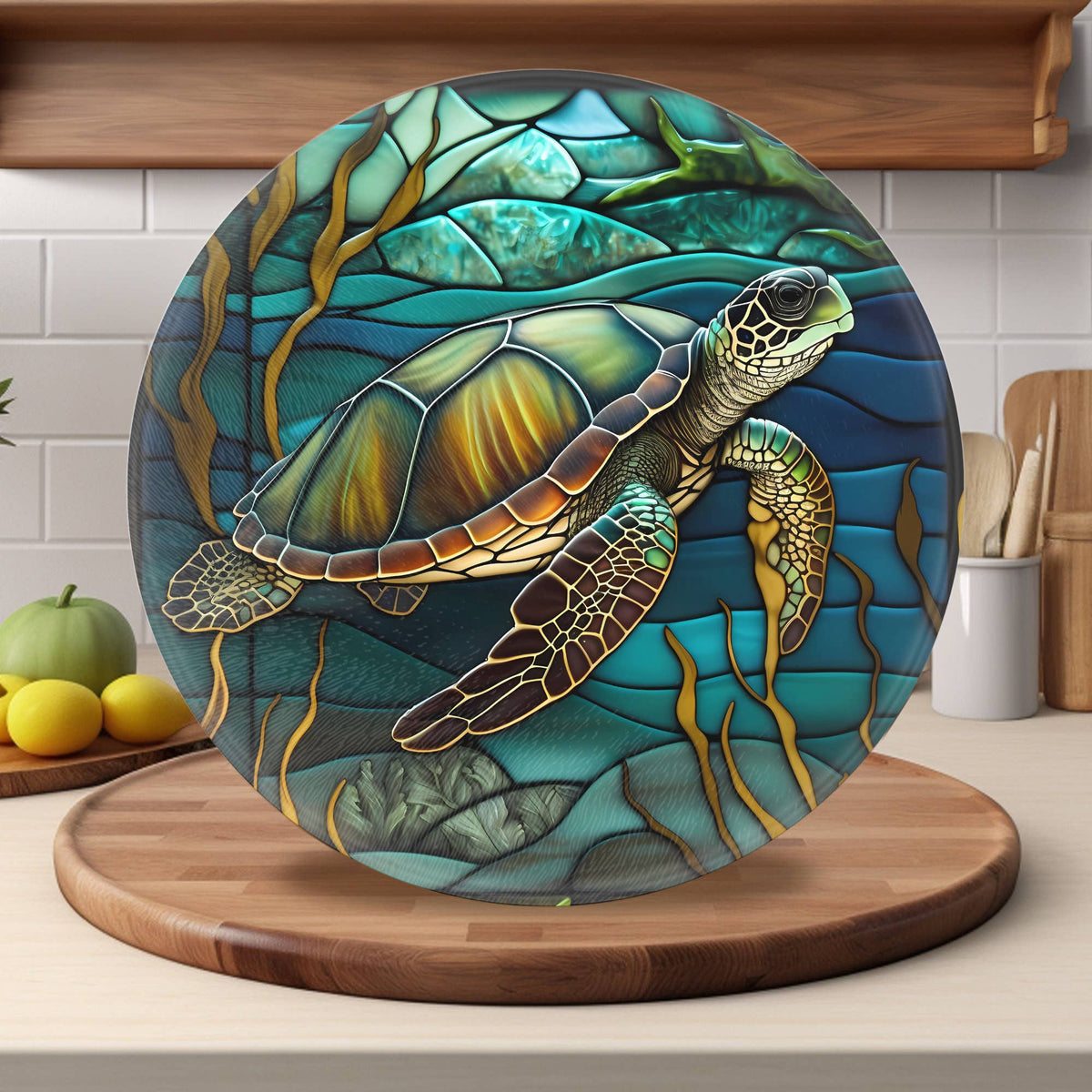 Tempered Glass Cutting & Serving Board: Turtle Design