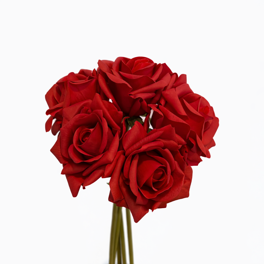 10" Pack of 5 Stems-Moisturized coating Real Touch Rose