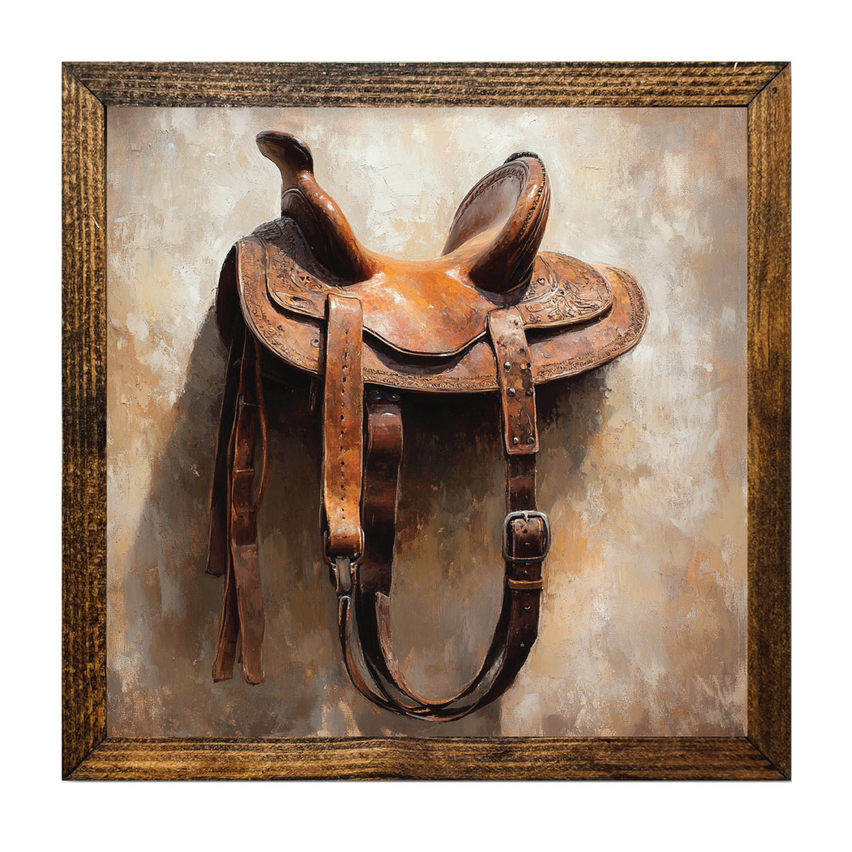 ARTISTIC SERIES TIMBERLAND-LEATHER HORSE SADDLE ART