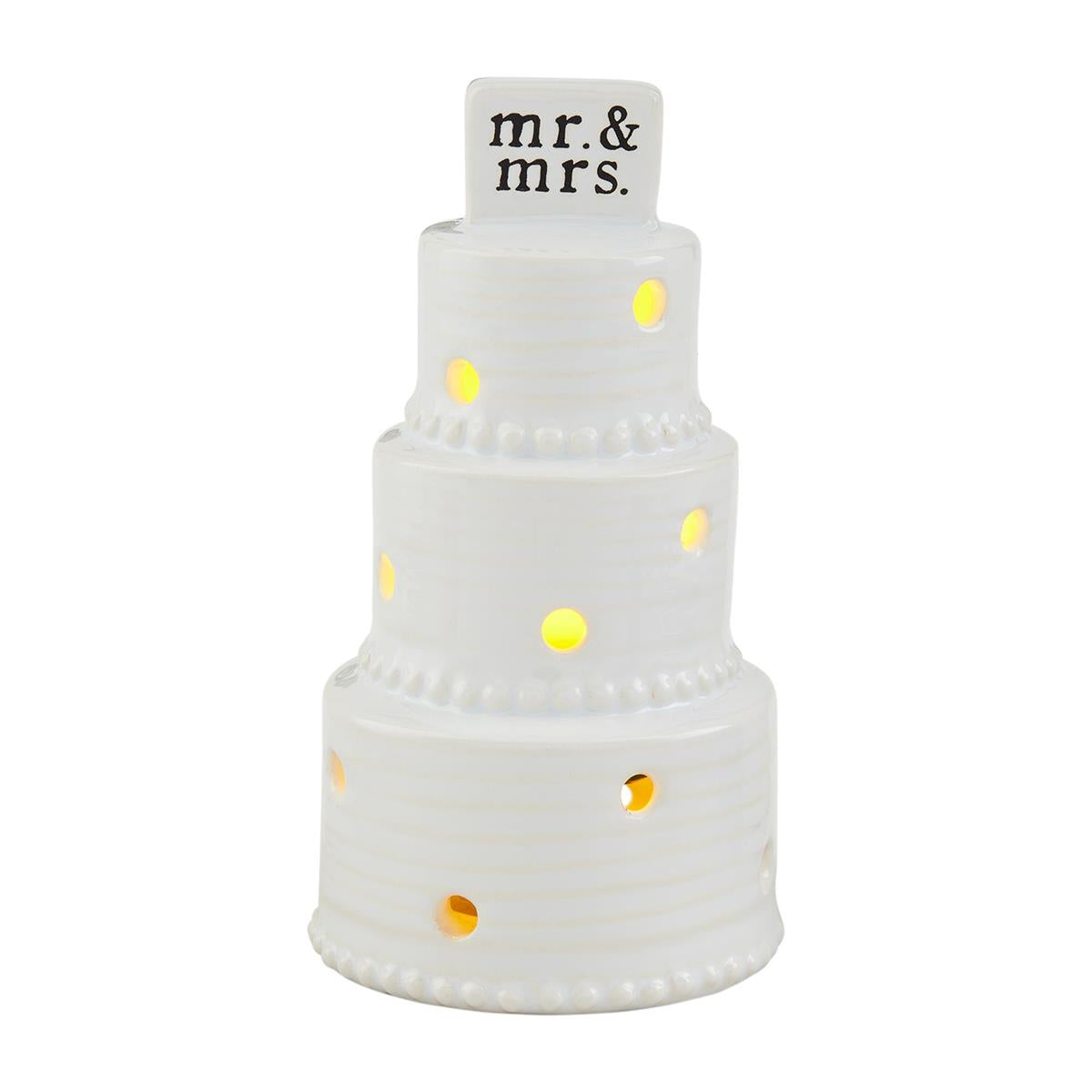 Wedding Cake LED Light Up Singing Ceramic Sitter
