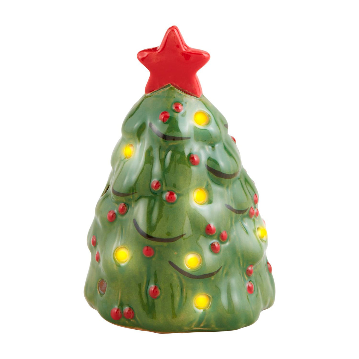 Christmas Tree LED Light Up Ceramic Sitter