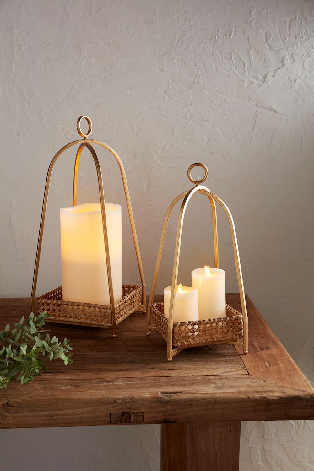 Cane Tray Lantern in Bronze Finish - 2 Sizes