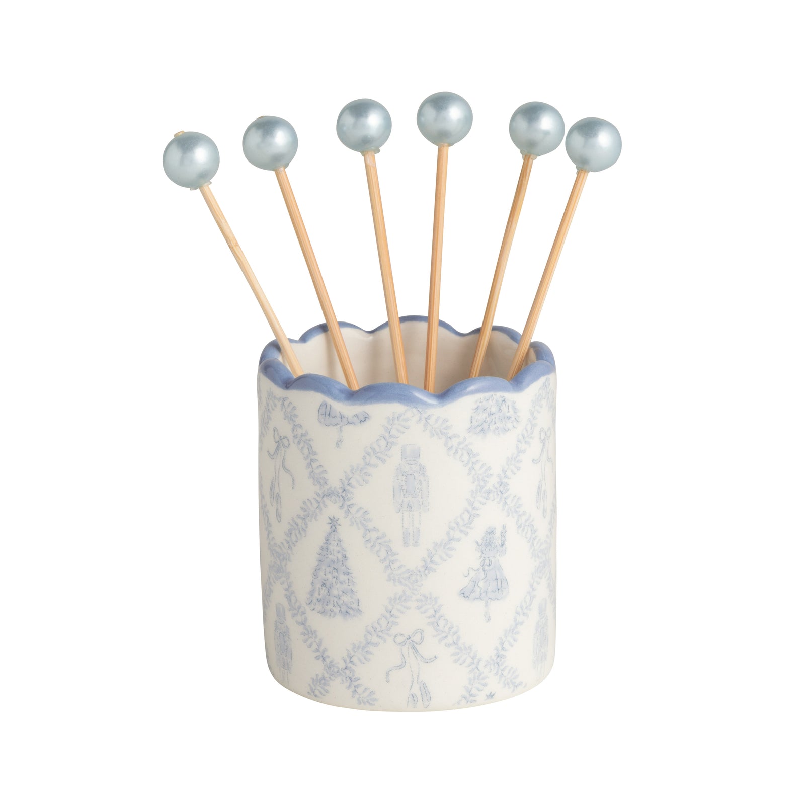 Blue Nutcracker Toothpick Caddy Set