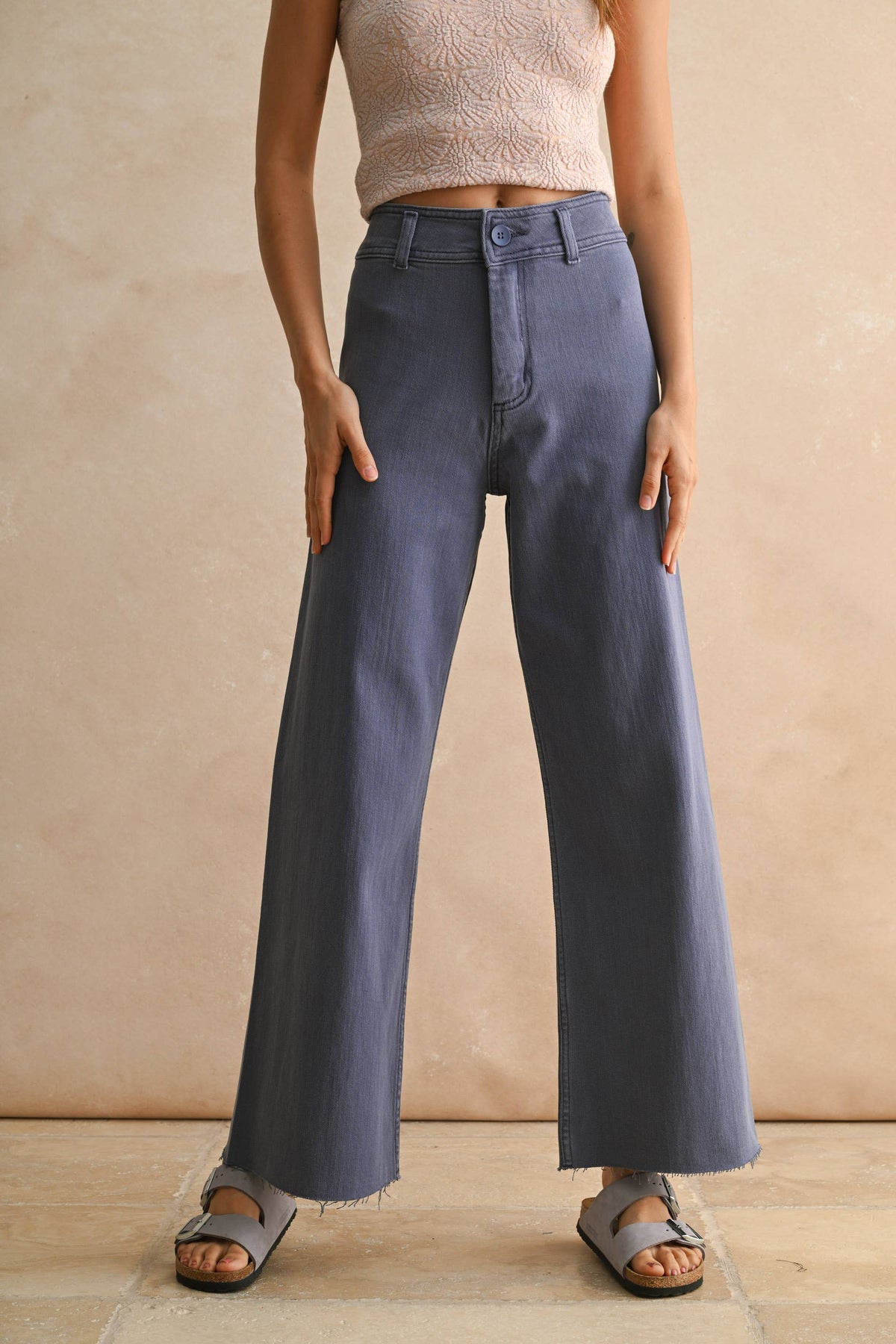 STRAIGHT WIDE LEG DENIM PANTS