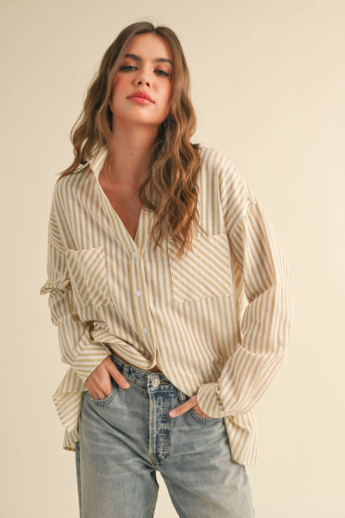 STRIPED PATTERN BUTTON DOWN SHIRTS