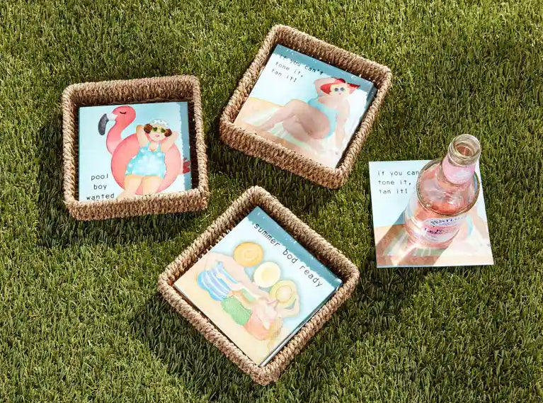 Summer Pool Napkin & Basket Set