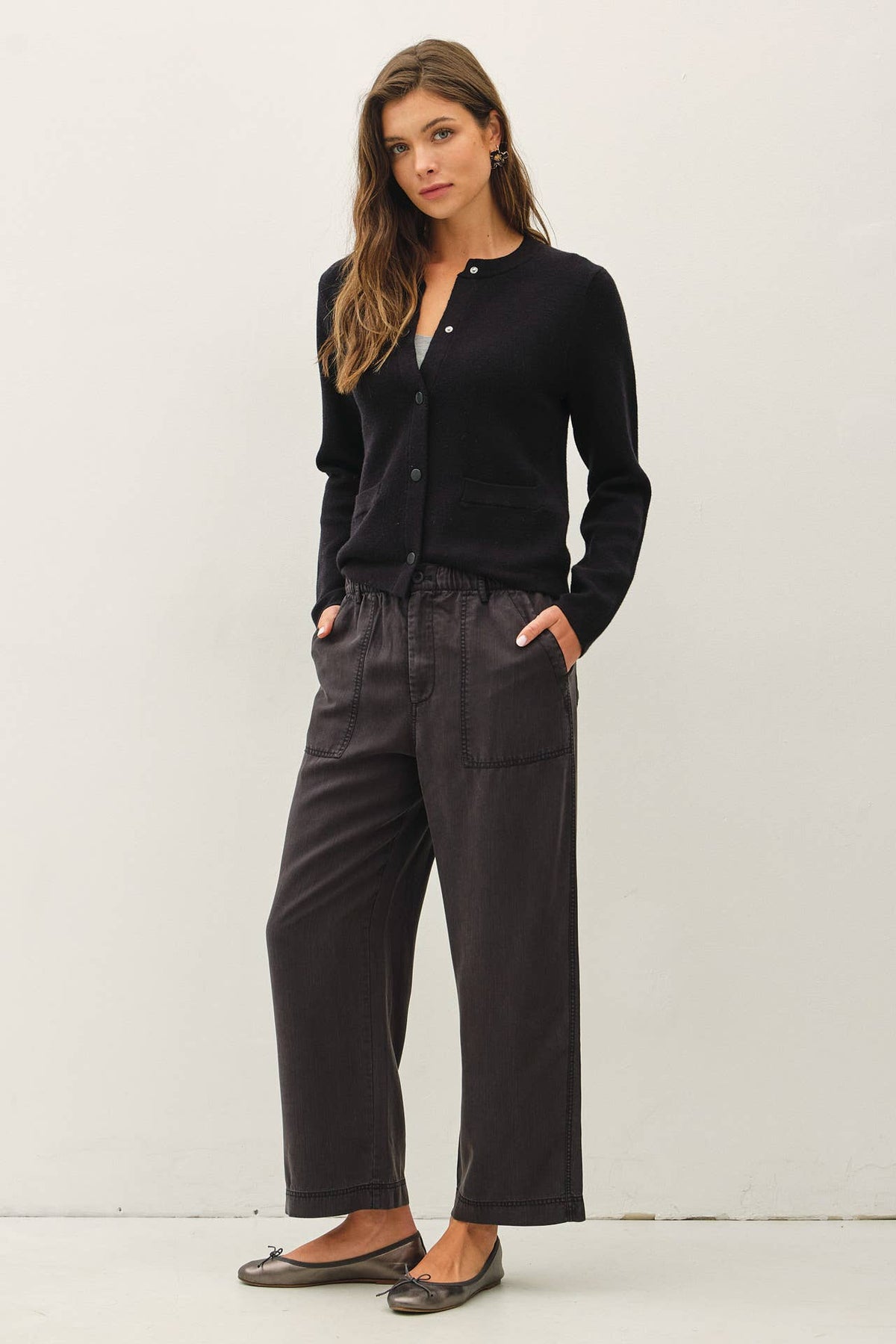 WIDE LEG TENCEL PANT W/ DRAWSTRING ELASTIC WAIST