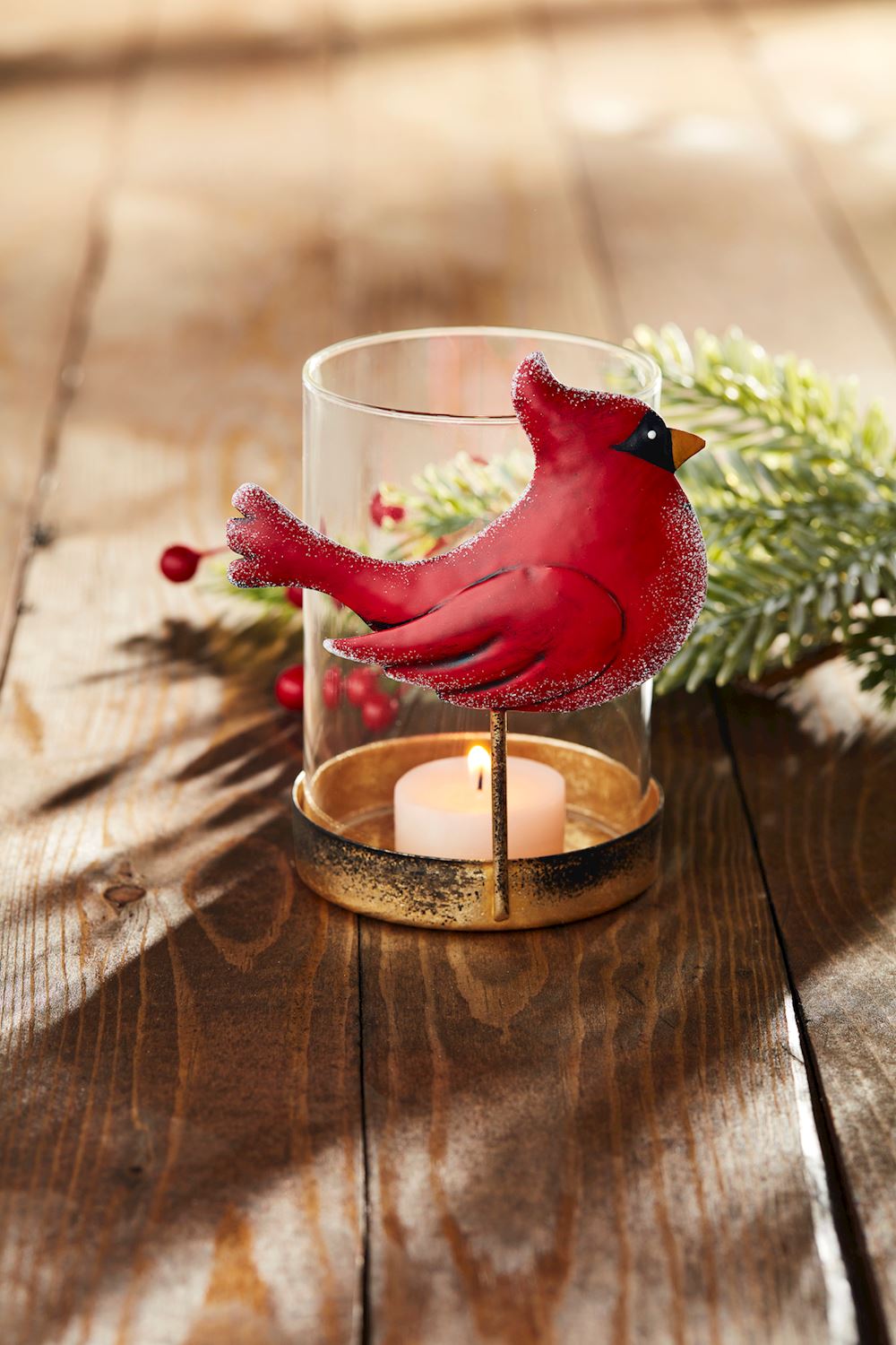 Cardinal Glass Votive Tealight Candle Holder