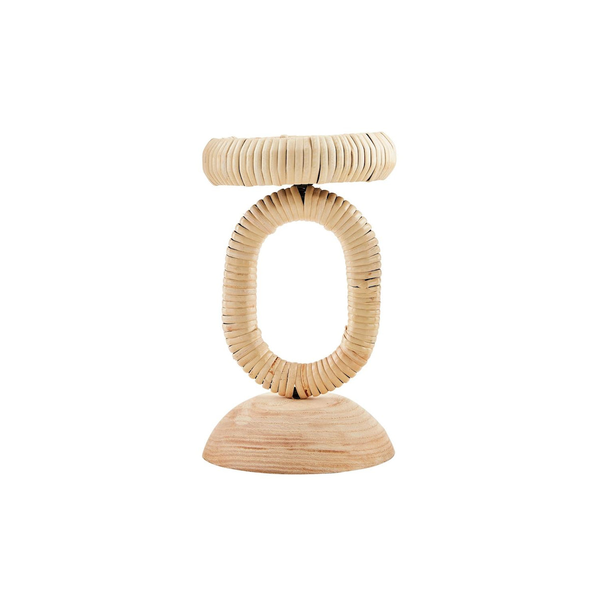 Medium Rattan Wrapped Wooden Candlestick