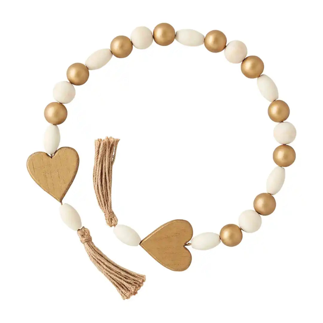 Gold & White Wood Beads with Charm - 2 Styles
