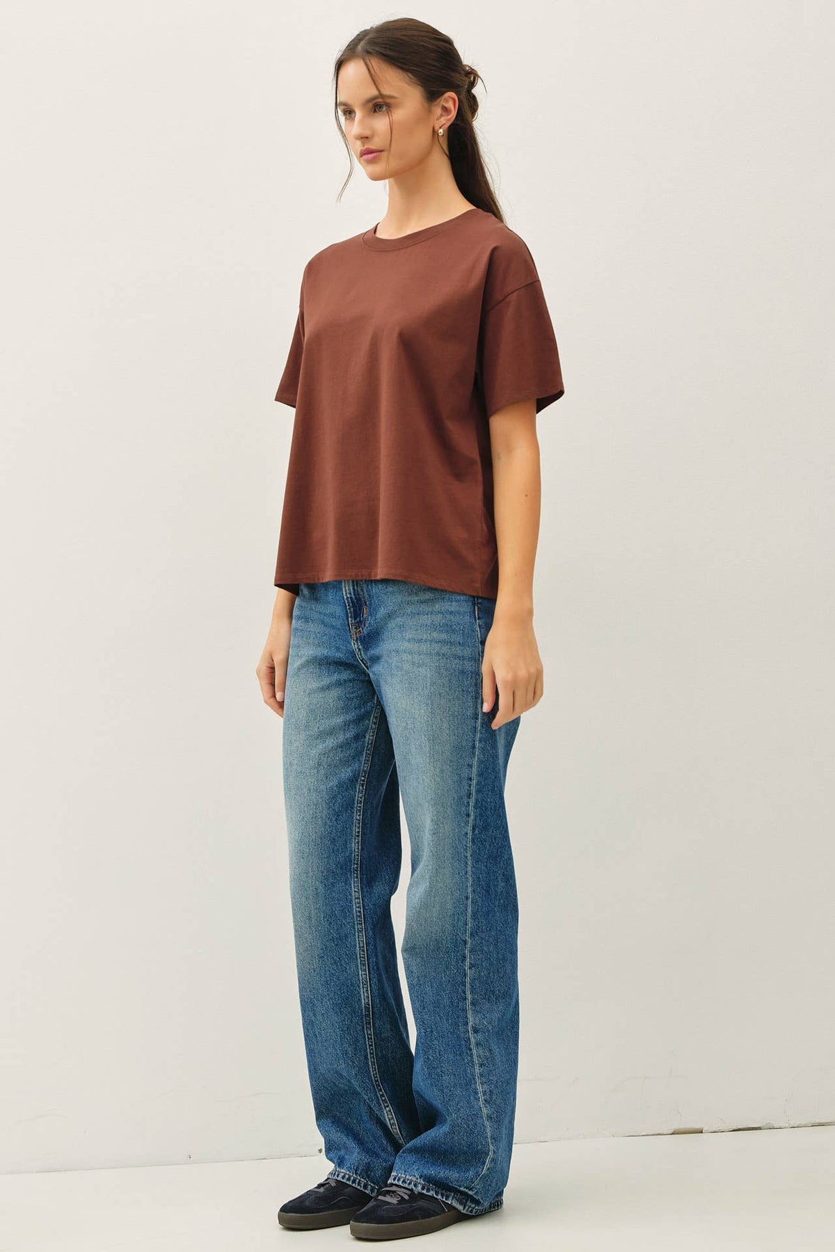 COTTON JERSEY OVERSIZED CROP T-SHIRTS