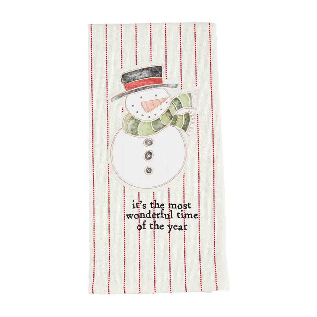 Annie Black White Red Seasonal Vintage Santa Cotton Blend Kitchen Tea Towel Set (Set of 3)