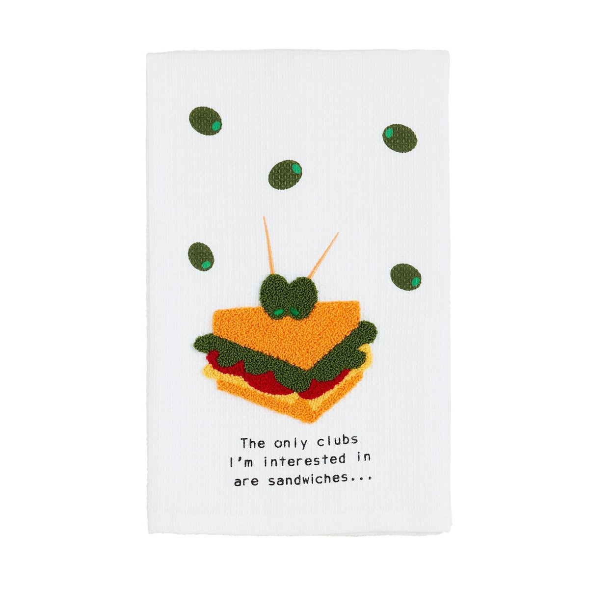 Food Themed Embroidered Waffle Weave Towel - 4 Styles