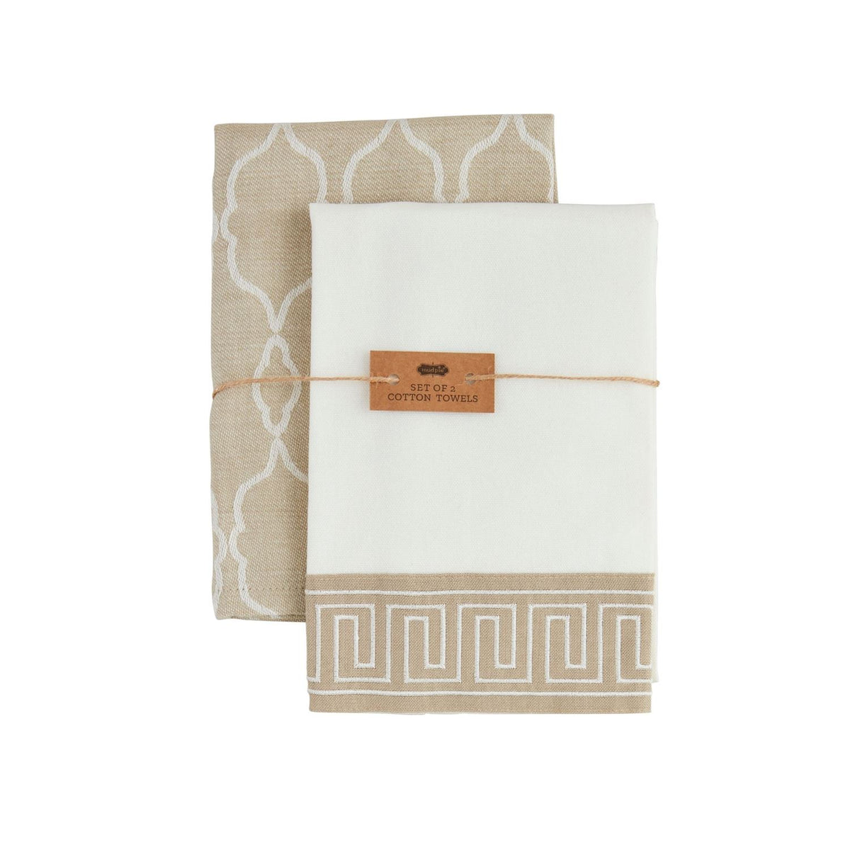 Greek Key Trim Towel Set of 2
