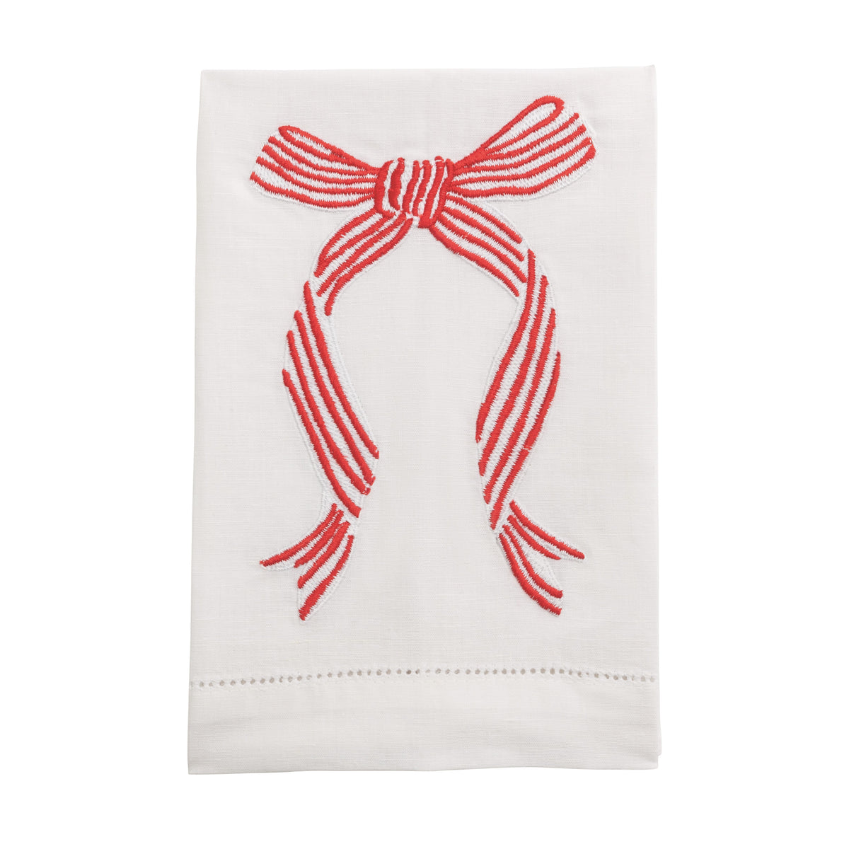 Striped Bow Embroidered Towel