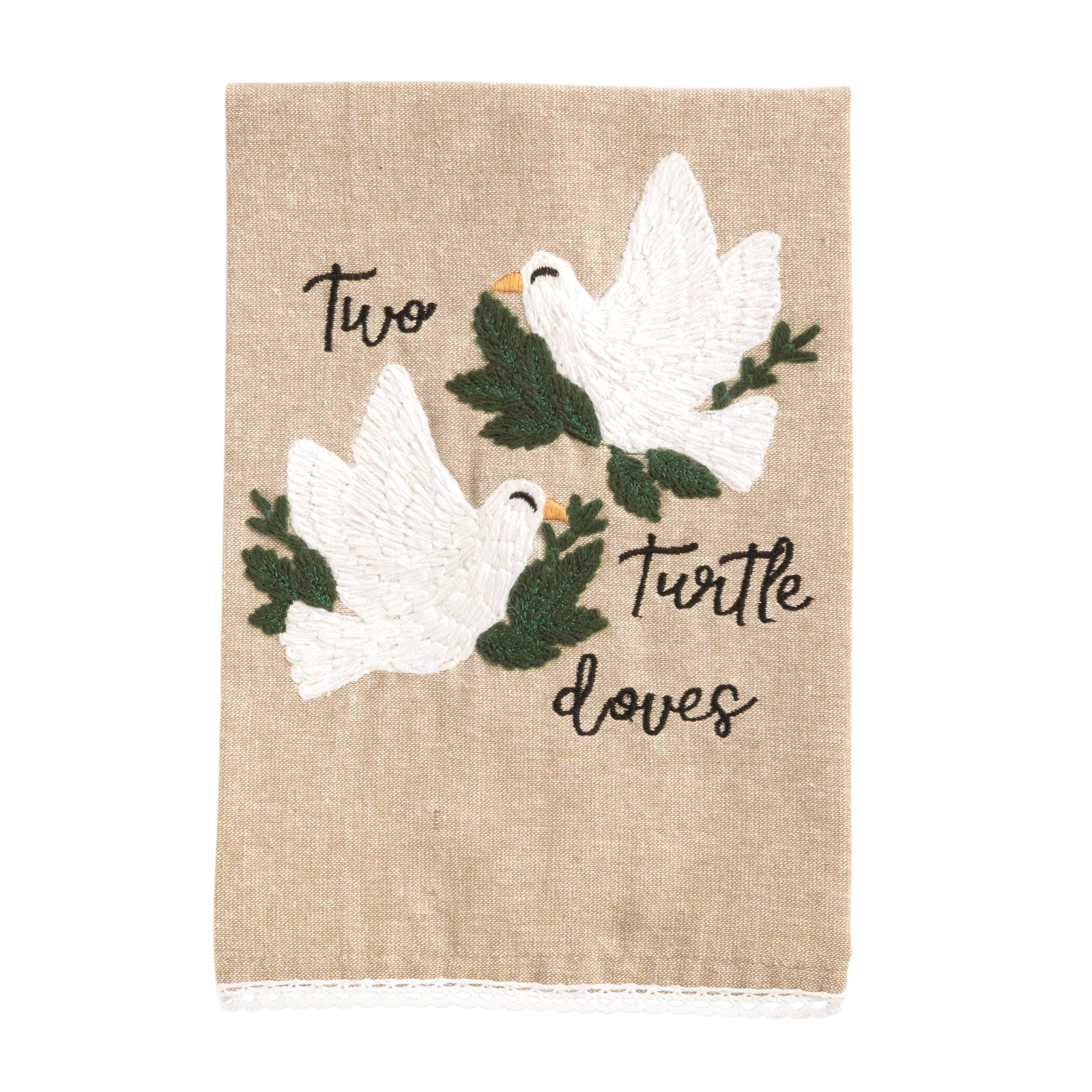 Turtle Doves Christmas Embroidery Towel