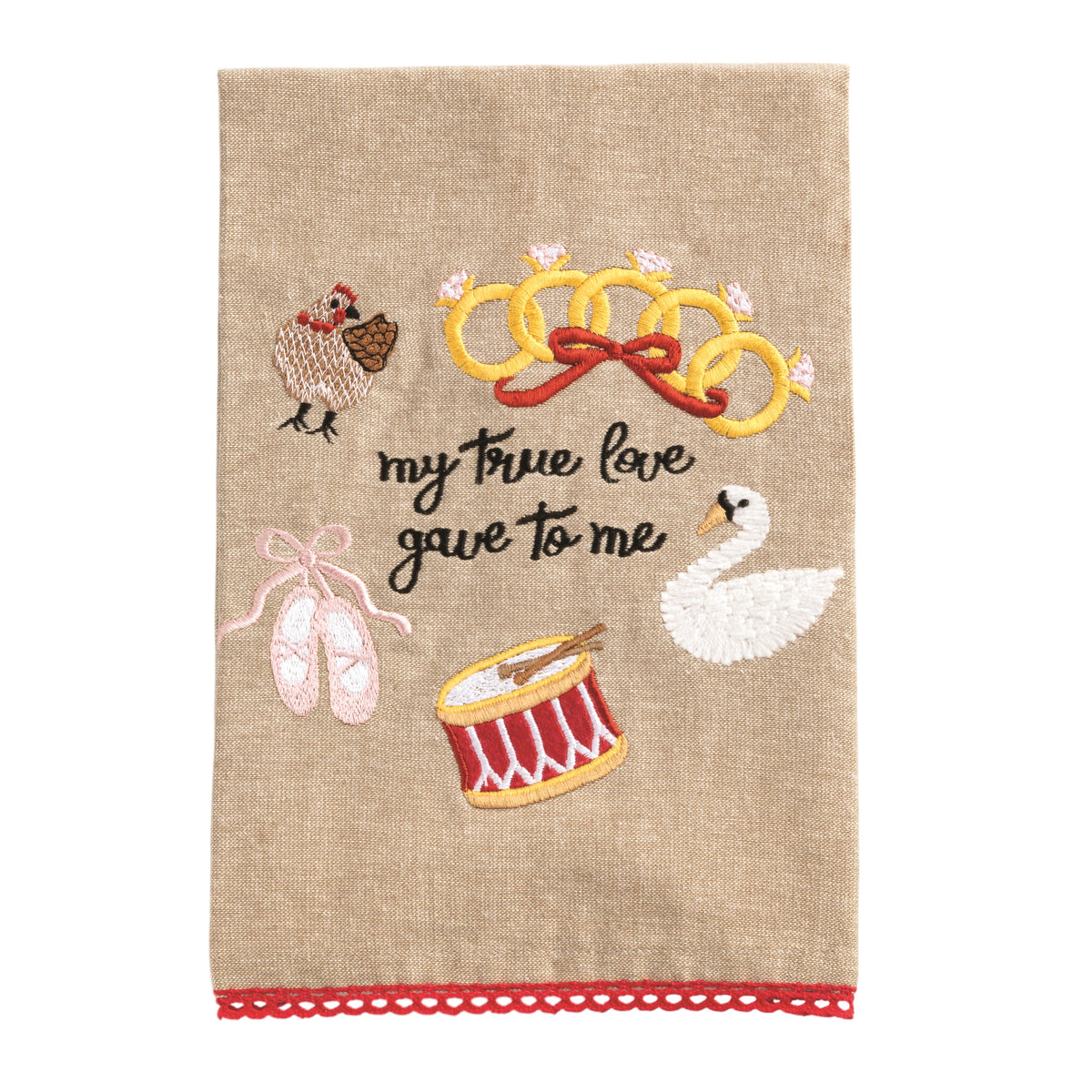 My True Love Christmas Embroidery Towel