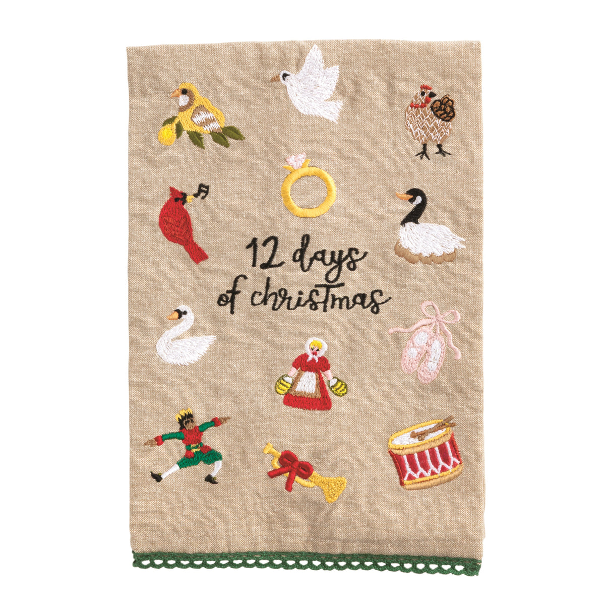 12 Days Of Christmas Embroidery Towel