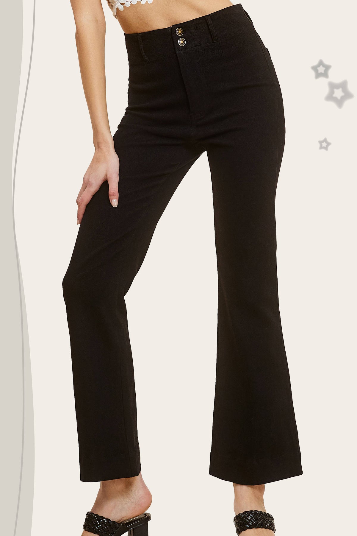 Soft Washed Stretchy High Waisted Wide Flare Pants