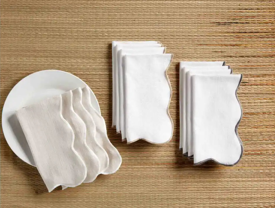 Scallop Cotton Napkins - Set of Four - 3 Styles