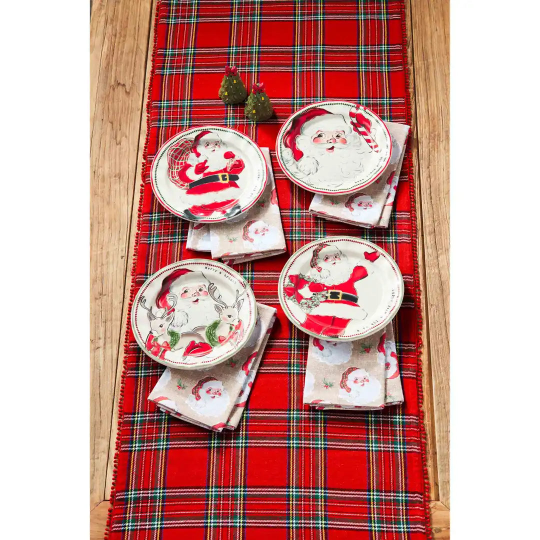 Vintage Santa Printed Cotton Napkins - Set of 4