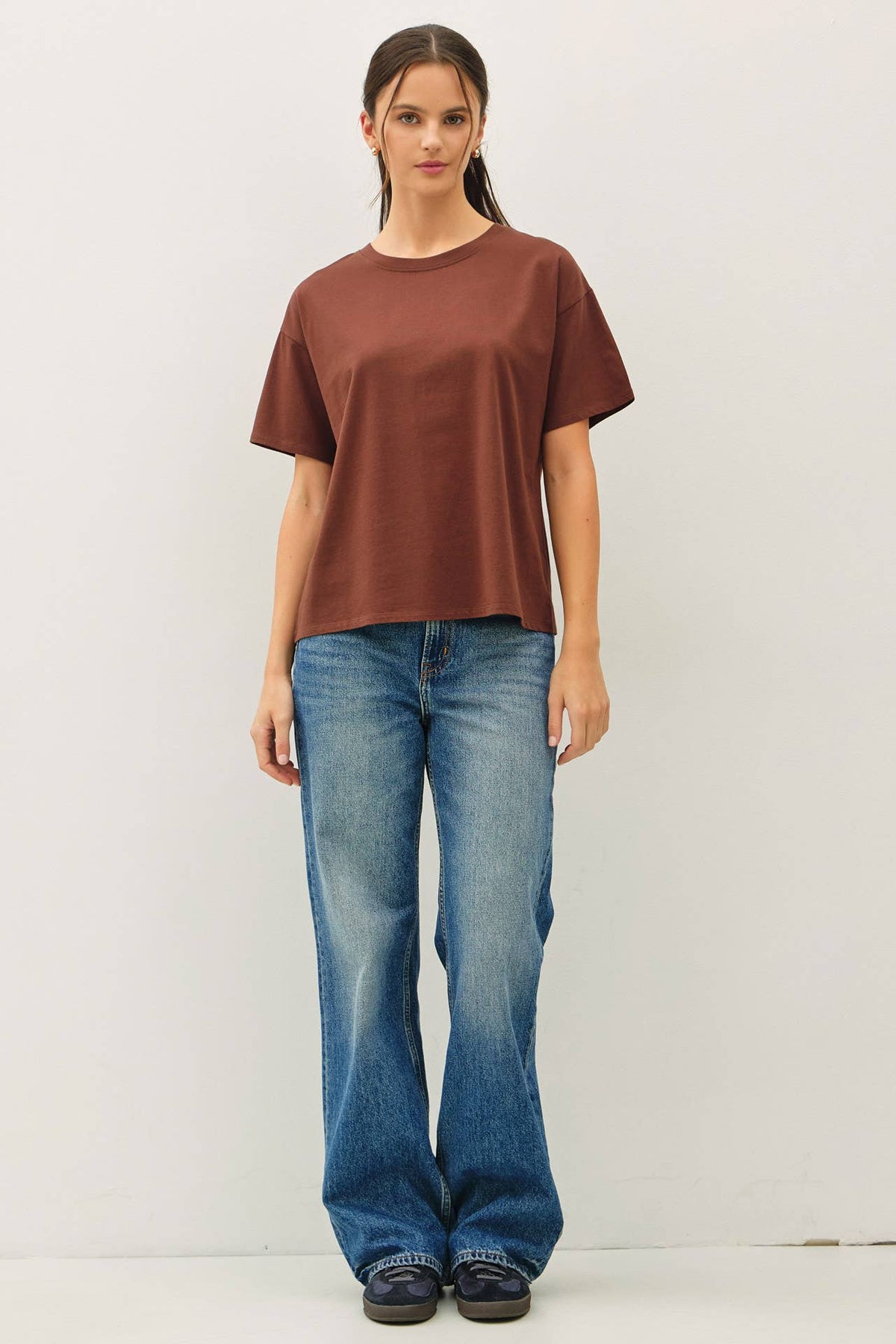 COTTON JERSEY OVERSIZED CROP T-SHIRTS