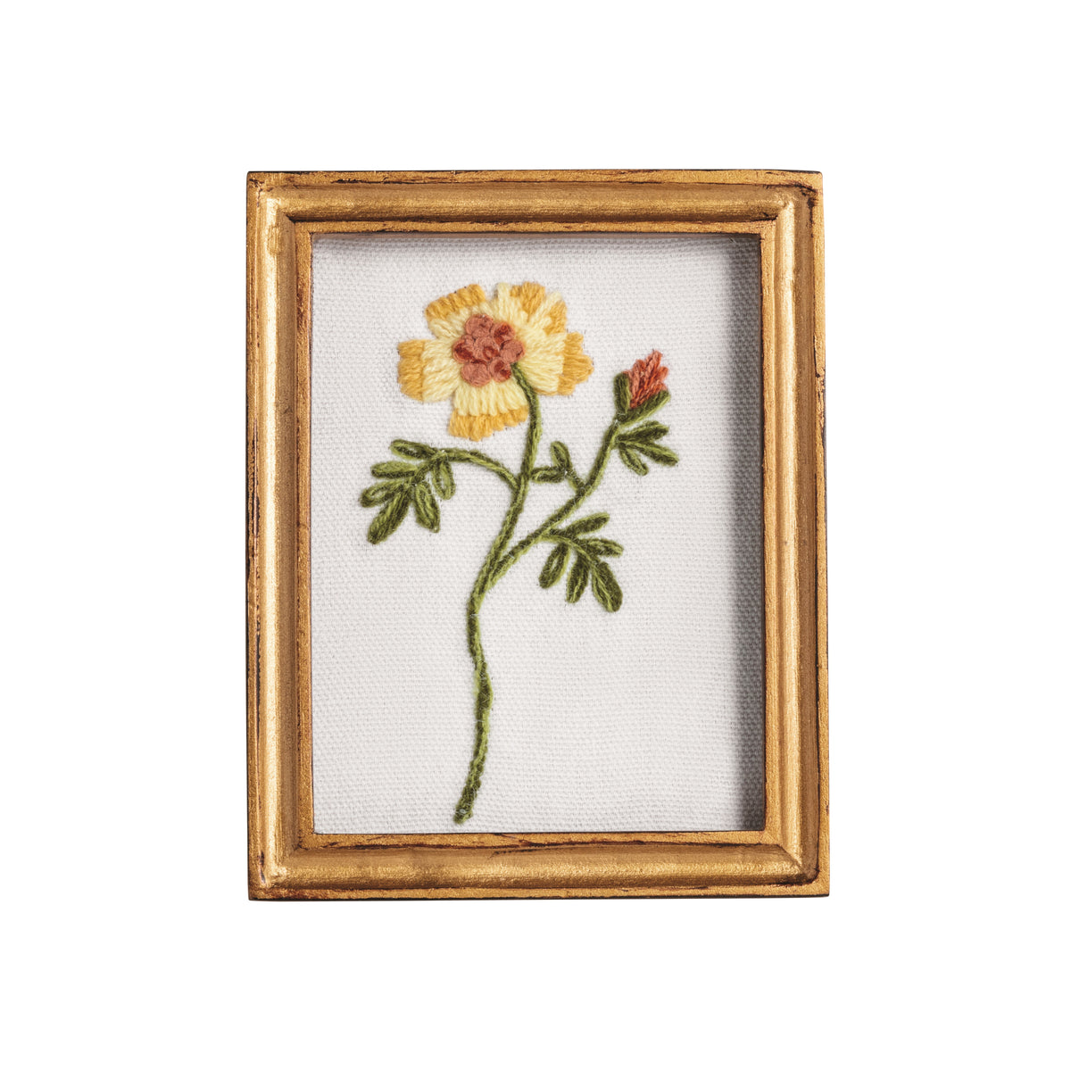 Yellow Framed Floral Embroidery