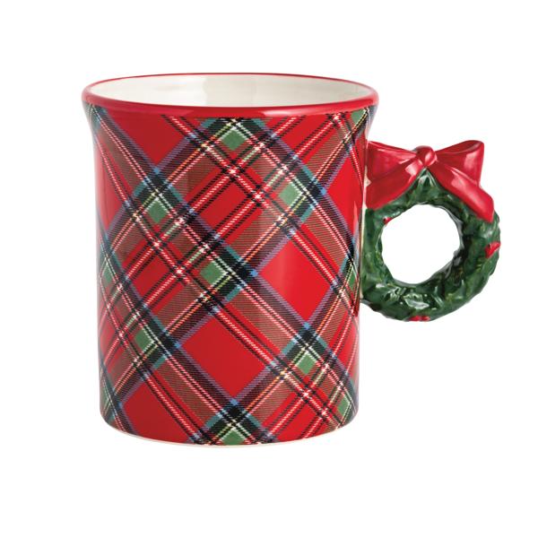 Wreath Handle Tartan Mug