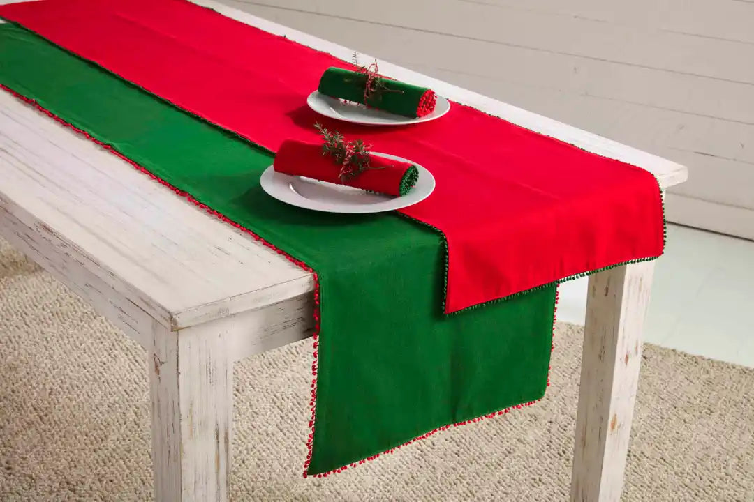 Christmas Pom Pom 18" x 72" Table Runner - 2 Colors Available