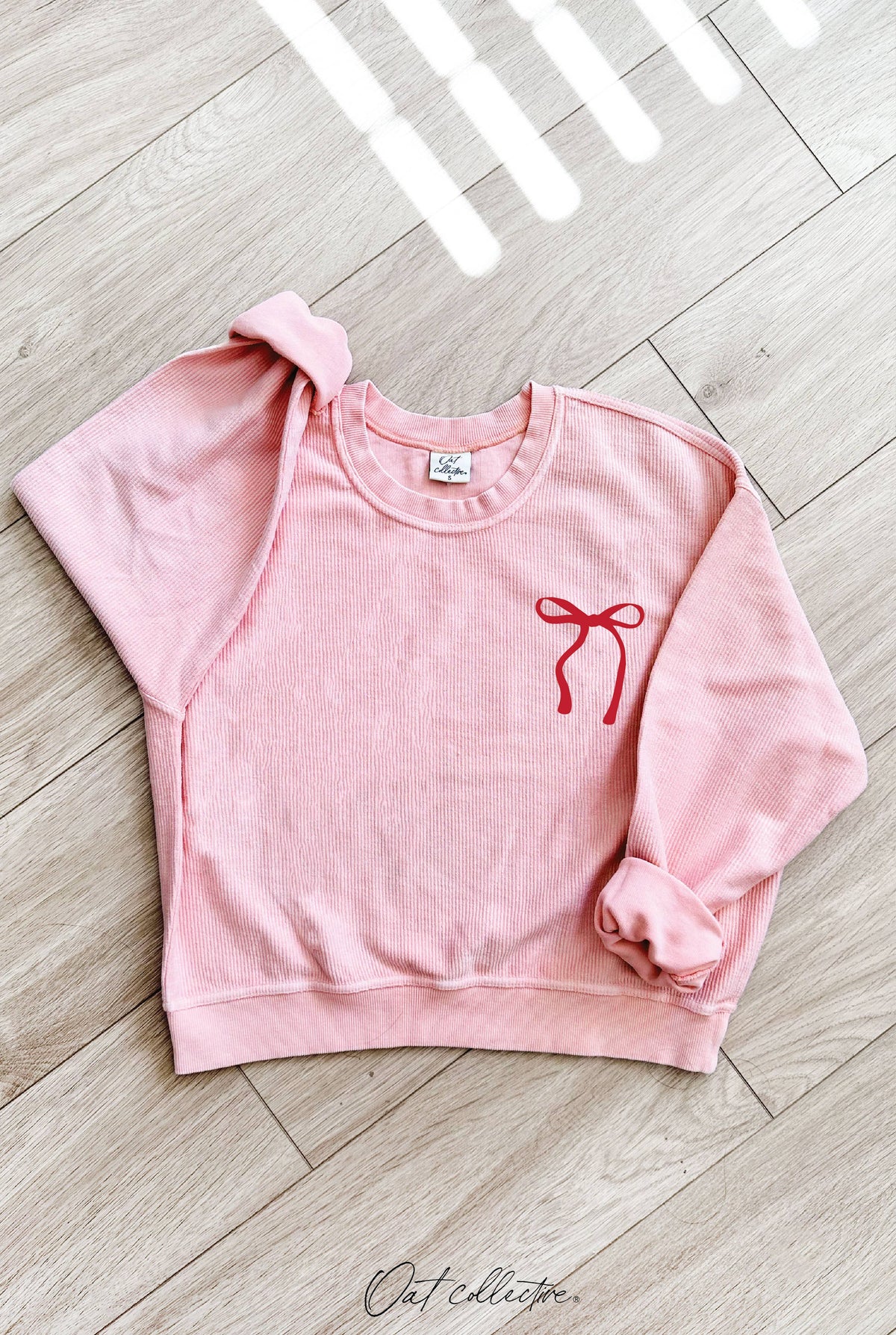 RIBBON BOW Cropped Thermal Vintage Pullover