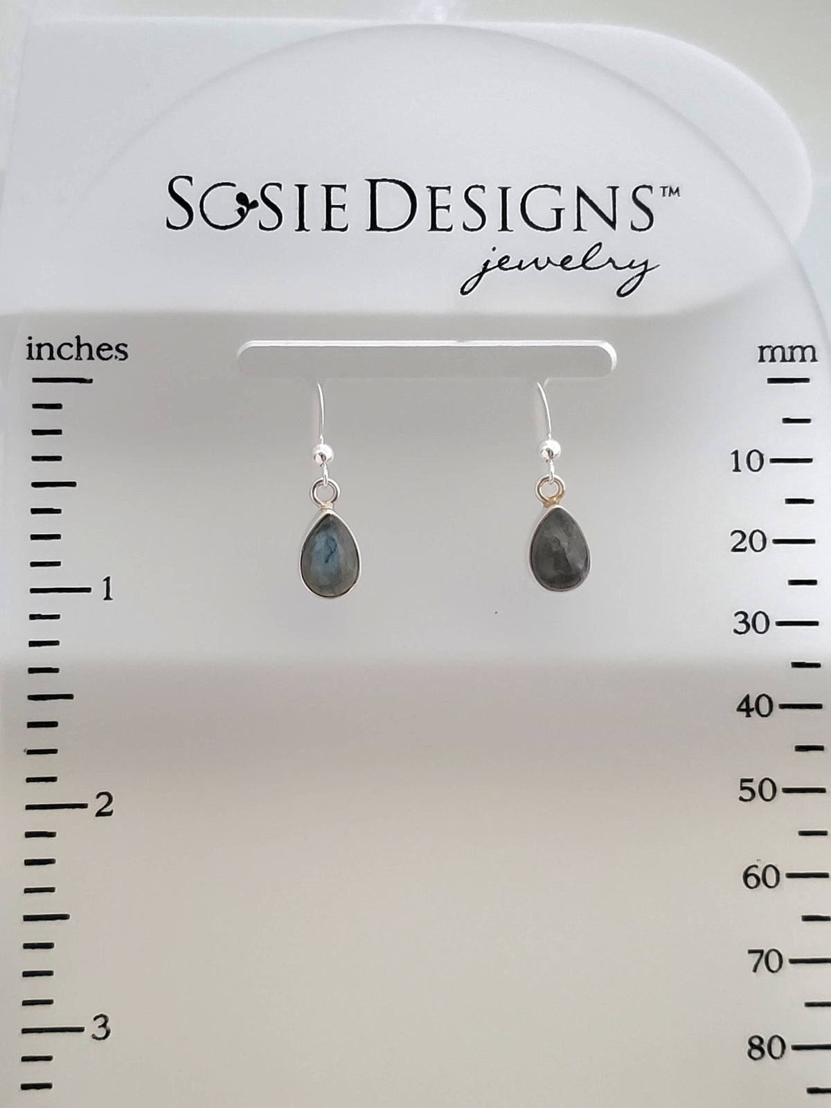 Sterling Silver Bezeled Teardrop Earring - Labradorite